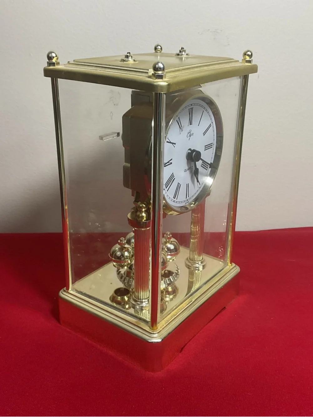 Elgin Quartz Anniversary Mantel Clock – Made in Japan, Classic Gold Tone